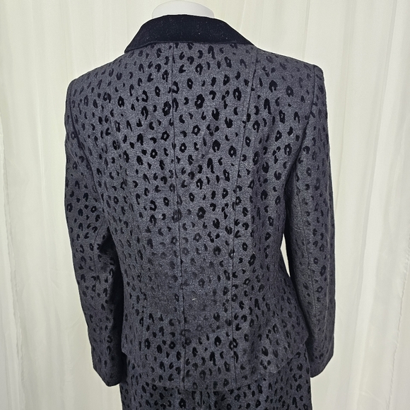 Vintage Rickie Freeman for Teri Jon Saks gray black leopard print wool skirt set - Picture 9 of 12